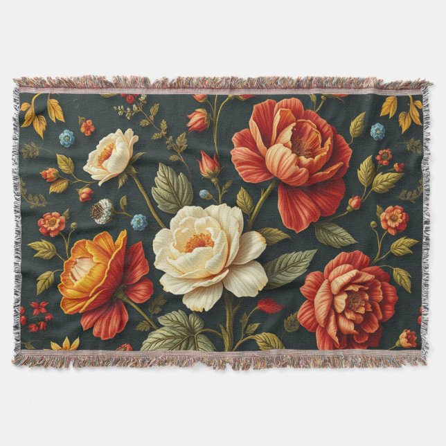 Art Nouveau Floral   - Live life in full bloom  Throw Blanket (Front)