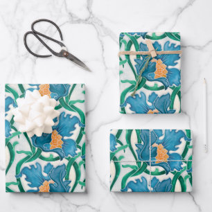 Art Nouveau Floral Majolica Pattern Wrapping Paper Sheet