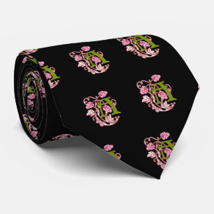 Art Nouveau Floral monogram A Tie