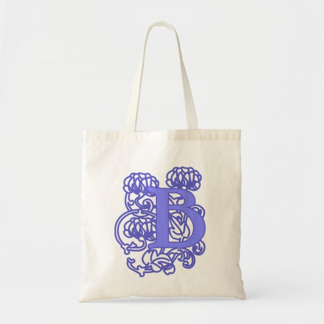Art Nouveau Floral Monogram "B Tote Bag (Front)