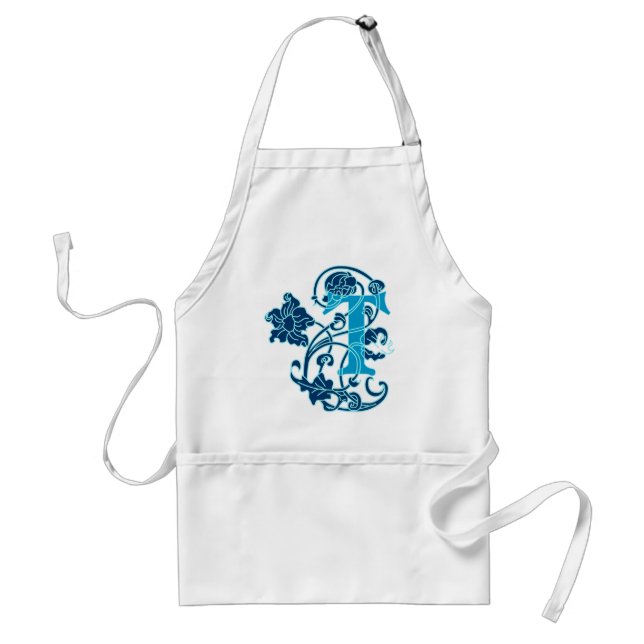 Art Nouveau Floral Monogram T Standard Apron (Front)