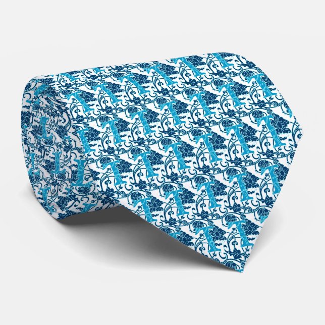 Art Nouveau Floral Monogram T  Tie (Rolled)