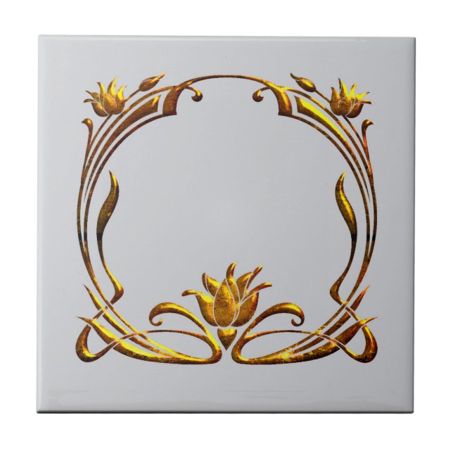 Art Nouveau Floral Motif Ceramic Tile (Front)