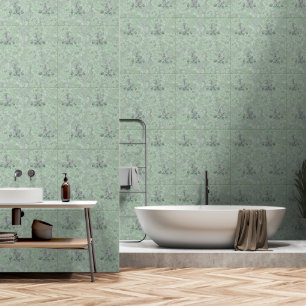 Art Nouveau Floral Pale Sage Dusty Lilac Wallpaper