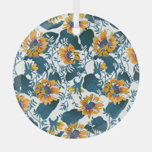 Art Nouveau, floral pattern. Glass Ornament