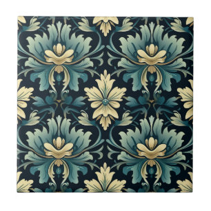 Art Nouveau Floral Pattern Tile