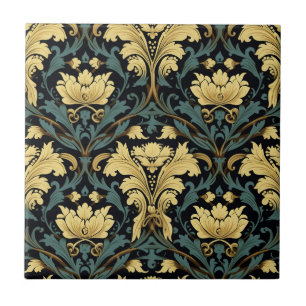 Art Nouveau Floral Pattern Tile