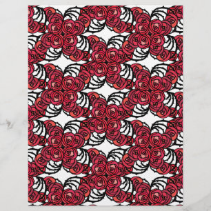 Art Nouveau Floral red and black rose vines design