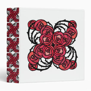 Art Nouveau Floral red and black rose vines design Binder