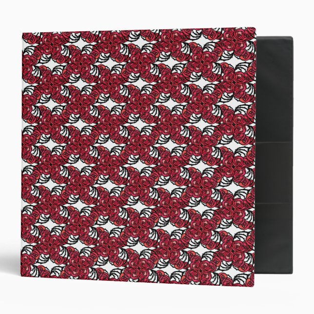 Art Nouveau Floral red and black rose vines design Binder (Front/Inside)