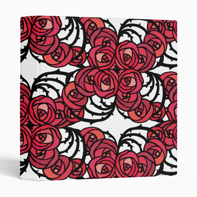 Art Nouveau Floral red and black rose vines design Binder (Front/Spine)