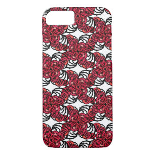 Art Nouveau Floral red and black rose vines design iPhone 8/7 Case