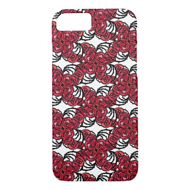 Art Nouveau Floral red and black rose vines design Case-Mate iPhone Case (Back)