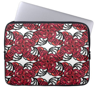 Art Nouveau Floral red and black rose vines design Laptop Sleeve