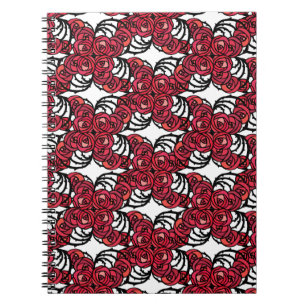 Art Nouveau Floral red and black rose vines design Notebook
