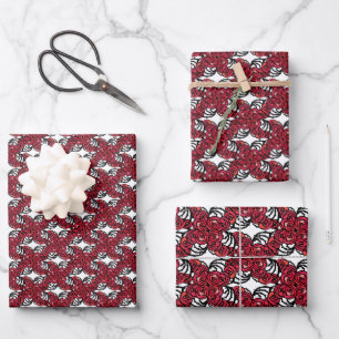 Art Nouveau Floral red and black rose vines design Wrapping Paper Sheet