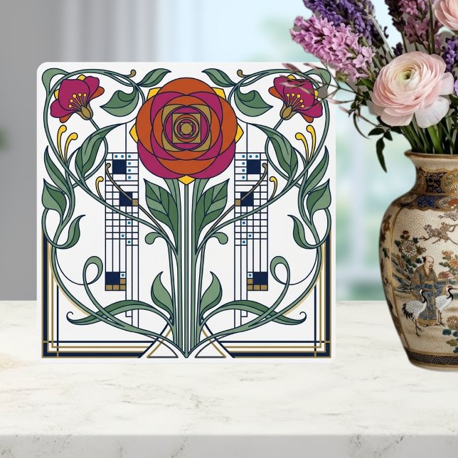 Art Nouveau Floral Rose Geometric Art Design Tile (Creator Uploaded)