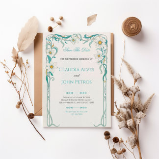 Art Nouveau Floral Save the Date Invitation