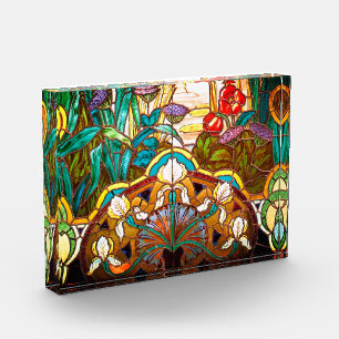 Art nouveau floral stained glass photo block