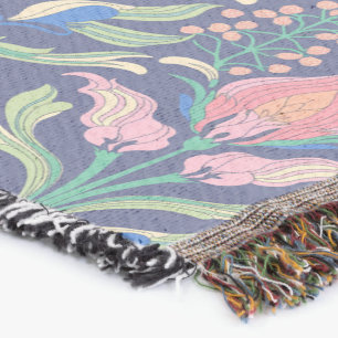 Art Nouveau Floral Throw Blanket