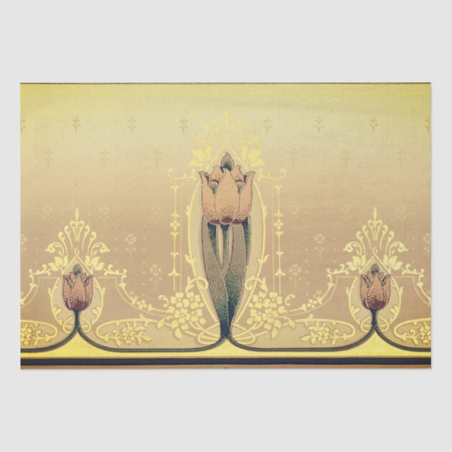 Art nouveau floral tulip pink and gold elegant tissue paper (Front)