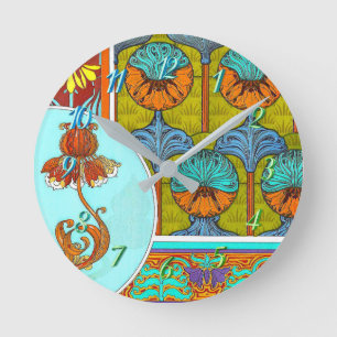 Art nouveau floral vintage flower victorian round clock