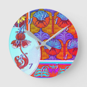 Art nouveau floral vintage flower victorian round clock