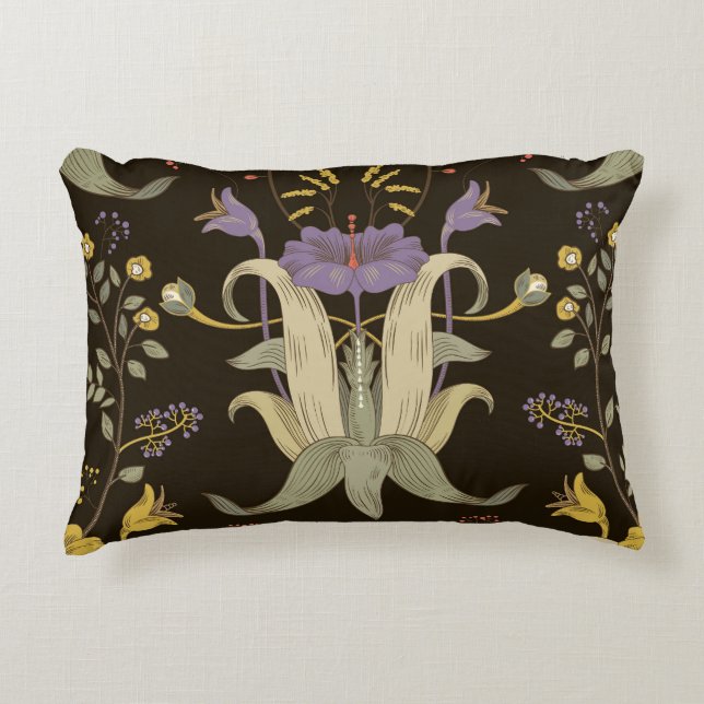 Art Nouveau Floral: Vintage Pattern Accent Pillow (Front)
