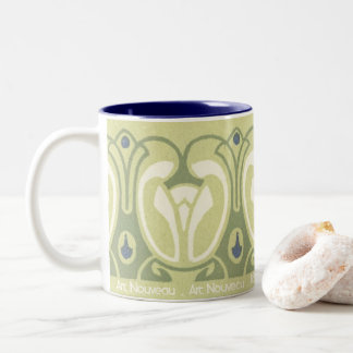 Art Nouveau Floral Wallpaper design #45 Two-Tone Coffee Mug
