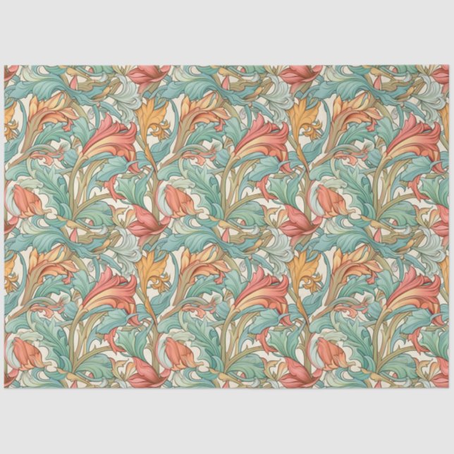 Art Nouveau Floral Wallpaper Design Decoupage Tissue Paper (Front)