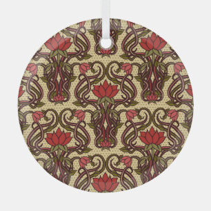 Art Nouveau floral wallpaper. Glass Ornament