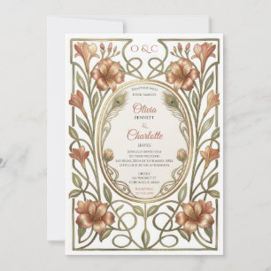 Art Nouveau Floral Wedding Invitation