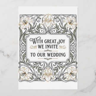 Art Nouveau Floral Wedding Invitation