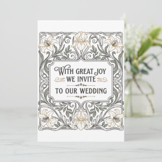 Art Nouveau Floral Wedding Invitation