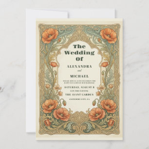 Art Nouveau Floral Wedding Invitation Elegant Fram