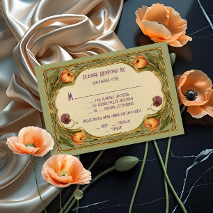 Art Nouveau Floral Wedding RSVP Invitation