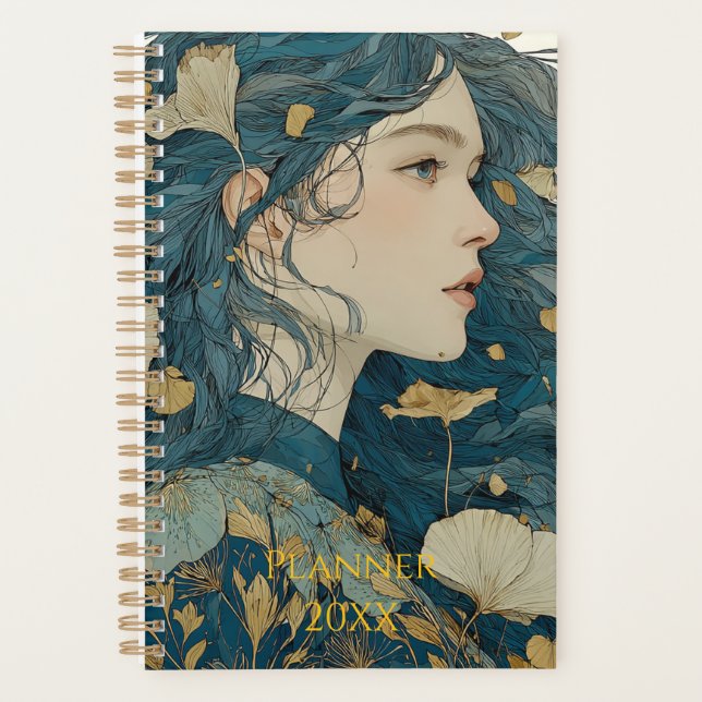Art Nouveau Floral Woman Planner (Front)