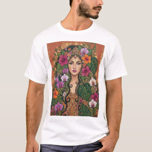 Art Nouveau Floral Woman Tropical T-Shirt