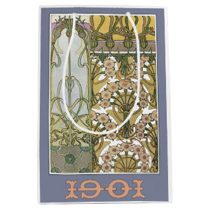 Art nouveau flower alphonse mucha art 1901 medium gift bag