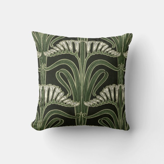 Art Nouveau Flower Design Throw Pillow (Front)