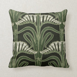 Art Nouveau Flower Design Throw Pillow