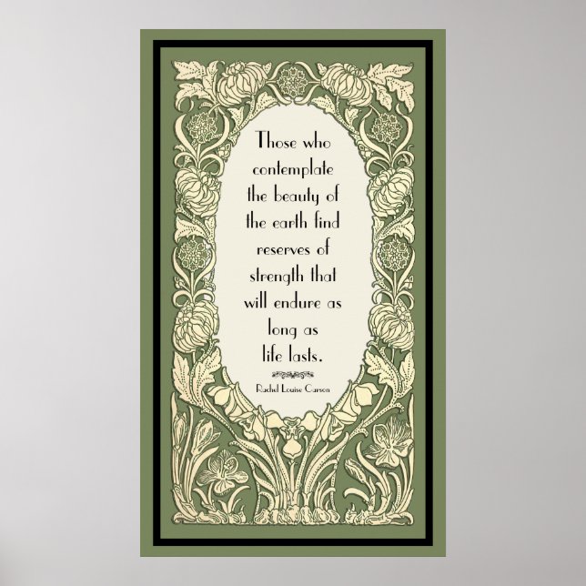 Art Nouveau Flower Floral Border Quote Custom Size Poster (Front)