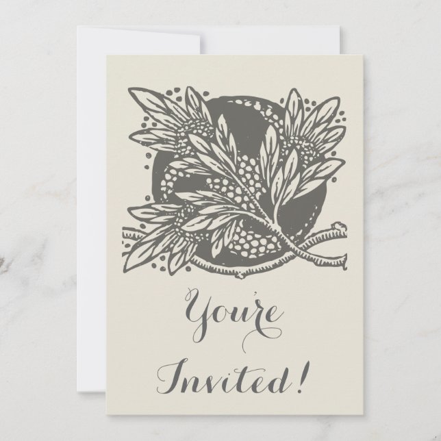 Art Nouveau Flower Floral minimalism Invitation (Front)