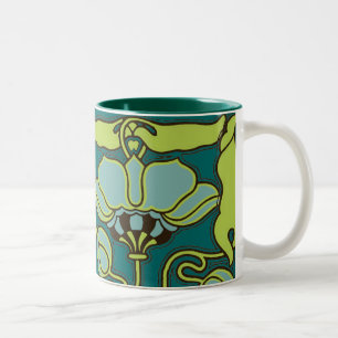 Art Nouveau Flower Two-Tone Coffee Mug