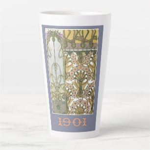 Art nouveau flowers  alphonse mucha floral art  latte mug