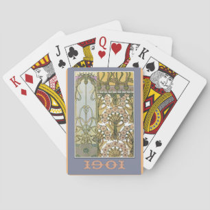 Art nouveau flowers alphonse mucha floral art playing cards