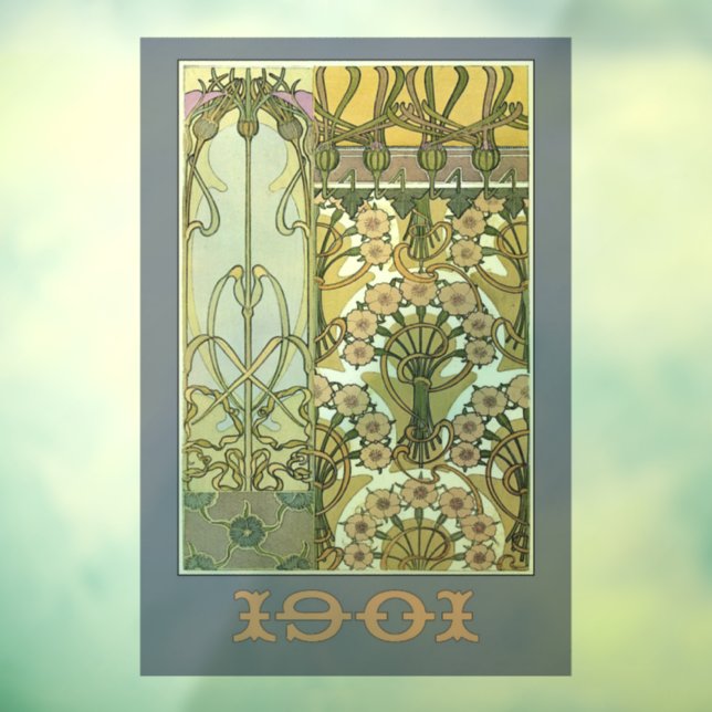 Art nouveau flowers  alphonse mucha floral art  window cling (Sheet 3)