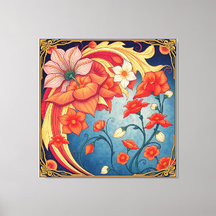 Art nouveau flowers canvas print