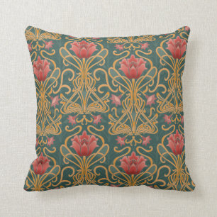 Art Nouveau flowers Throw Pillow
