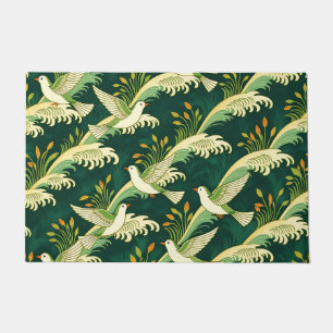 Art Nouveau Flying Bird Pattern Elegant Nature  Doormat